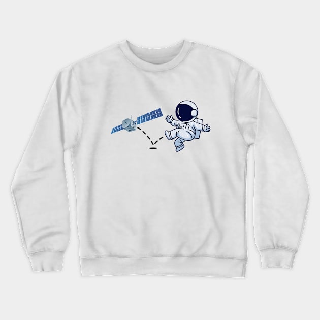 Astronaut plays Satellite Soccer Crewneck Sweatshirt by firstsapling@gmail.com